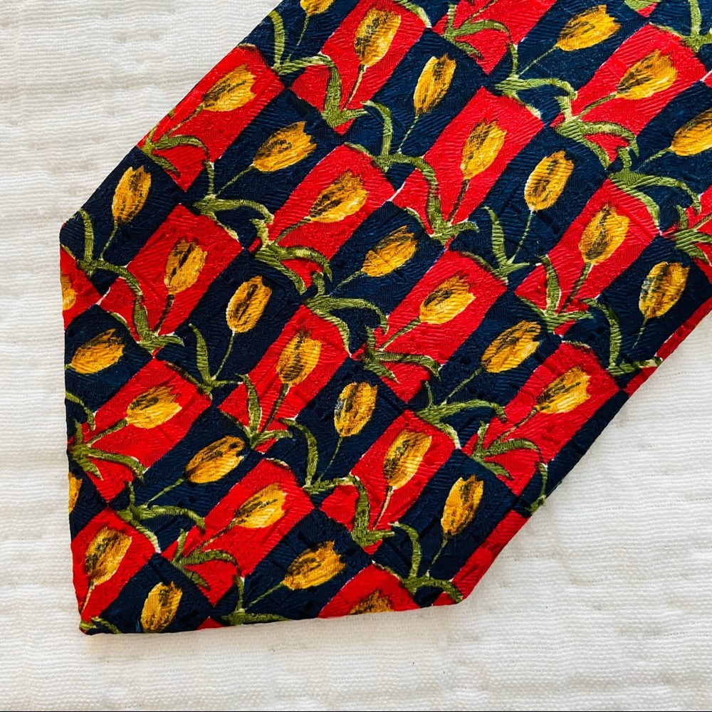 Ermenegildo Zegna Tulip Motif Tie Red Yellow Blue - image 1
